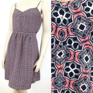 J CREW Sz 6 Short Dress Womens Sleeveless Sundress Pink Black Printed EUC